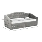 Pat cu spatiu de depozitare, 90x200, tesatura Velvet gri, ZASKA