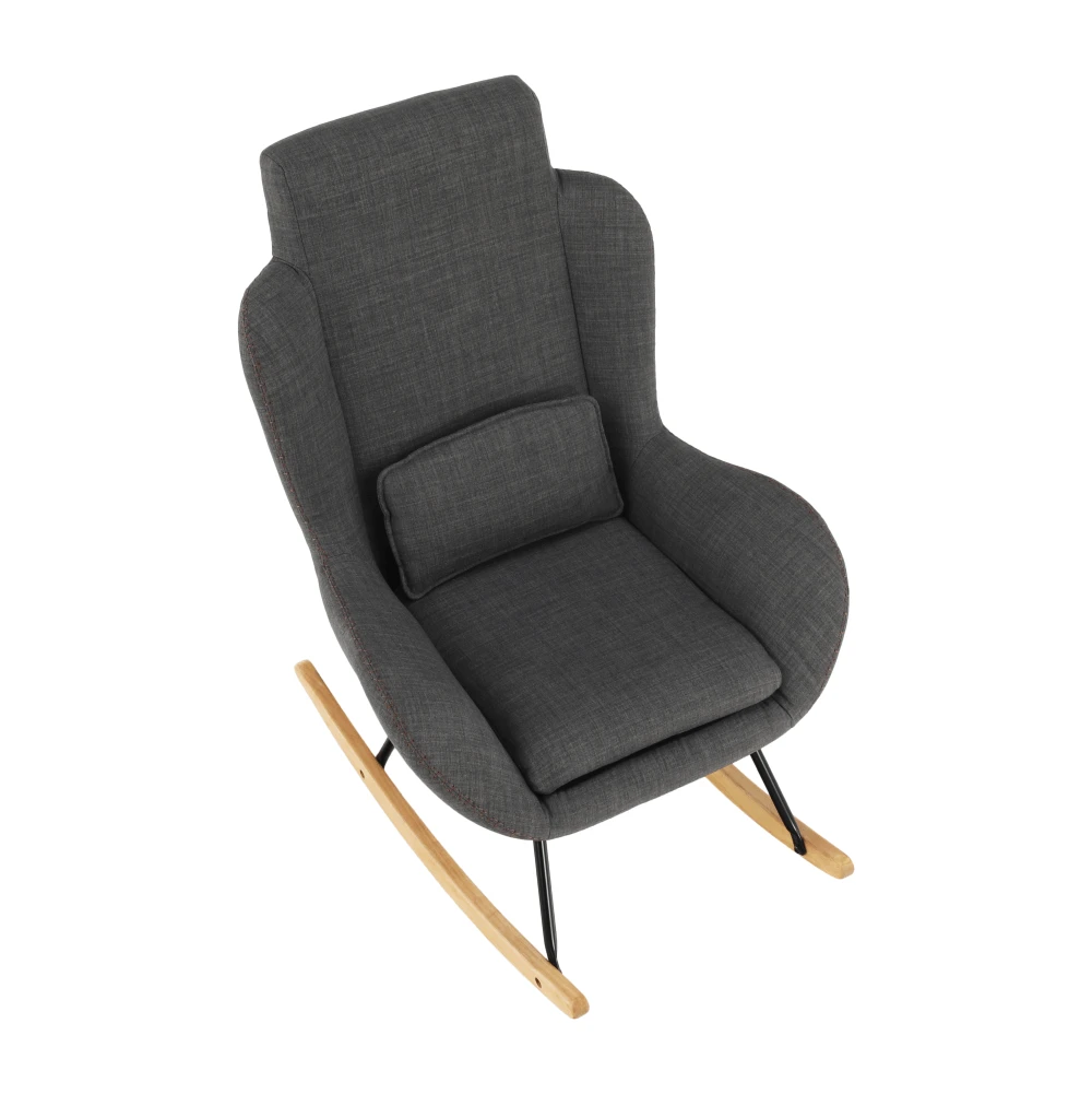 Fotoliu balansoar, material textil gri/lemn, HARPER