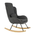 Fotoliu balansoar, material textil gri/lemn, HARPER