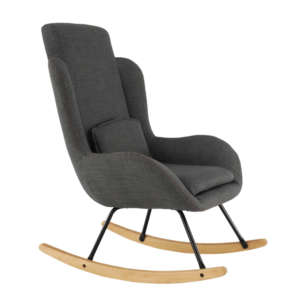 Fotoliu balansoar, material textil gri/lemn, HARPER