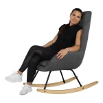 Fotoliu balansoar, material textil gri/lemn, HARPER