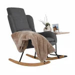 Fotoliu balansoar, material textil gri/lemn, HARPER