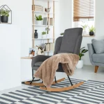 Fotoliu balansoar, material textil gri/lemn, HARPER