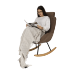 Fotoliu balansoar, material textil maro deschis/lemn, HARPER