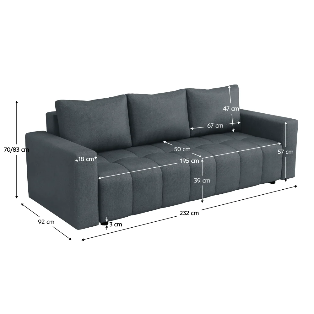 Canapea extensibila, gri, MARIK
