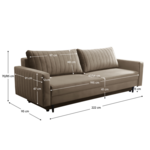 Canapea extensibila, gri-bej Taupe, PALEM