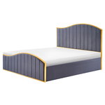 Pat cu somiera, 160x200, gri inchis tesatura Velvet/gold crom auriu, GEORGIA