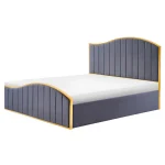 Pat cu somiera, 160x200, gri inchis tesatura Velvet/gold crom auriu, GEORGIA