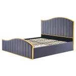 Pat cu somiera, 160x200, gri inchis tesatura Velvet/gold crom auriu, GEORGIA