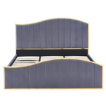 Pat cu somiera, 160x200, gri inchis tesatura Velvet/gold crom auriu, GEORGIA