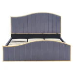 Pat cu somiera, 160x200, gri inchis tesatura Velvet/gold crom auriu, GEORGIA