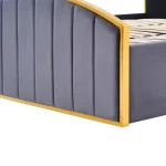 Pat cu somiera, 160x200, gri inchis tesatura Velvet/gold crom auriu, GEORGIA