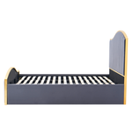 Pat cu somiera, 160x200, gri inchis tesatura Velvet/gold crom auriu, GEORGIA