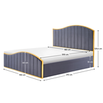 Pat cu somiera, 160x200, gri inchis tesatura Velvet/gold crom auriu, GEORGIA