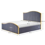 Pat cu somiera, 160x200, gri inchis tesatura Velvet/gold crom auriu, GEORGIA