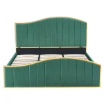 Pat cu somiera, 160x200, verde tesatura Velvet/gold crom auriu, GEORGIA