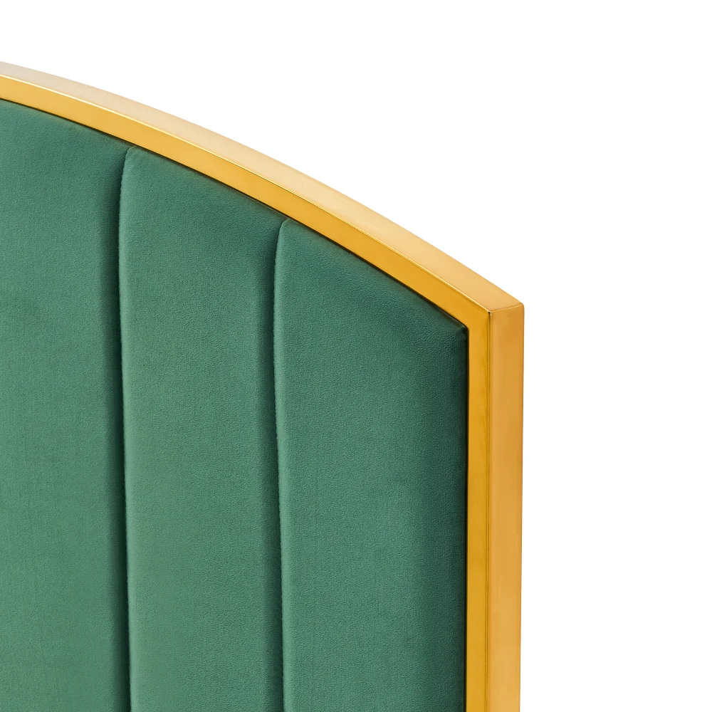 Pat cu somiera, 160x200, verde tesatura Velvet/gold crom auriu, GEORGIA