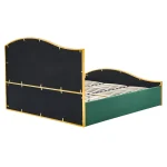 Pat cu somiera, 160x200, verde tesatura Velvet/gold crom auriu, GEORGIA