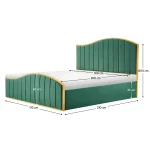 Pat cu somiera, 160x200, verde tesatura Velvet/gold crom auriu, GEORGIA