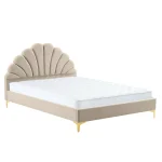 Pat tapitat, 160x200, tesatura Velvet bej, ISADORA