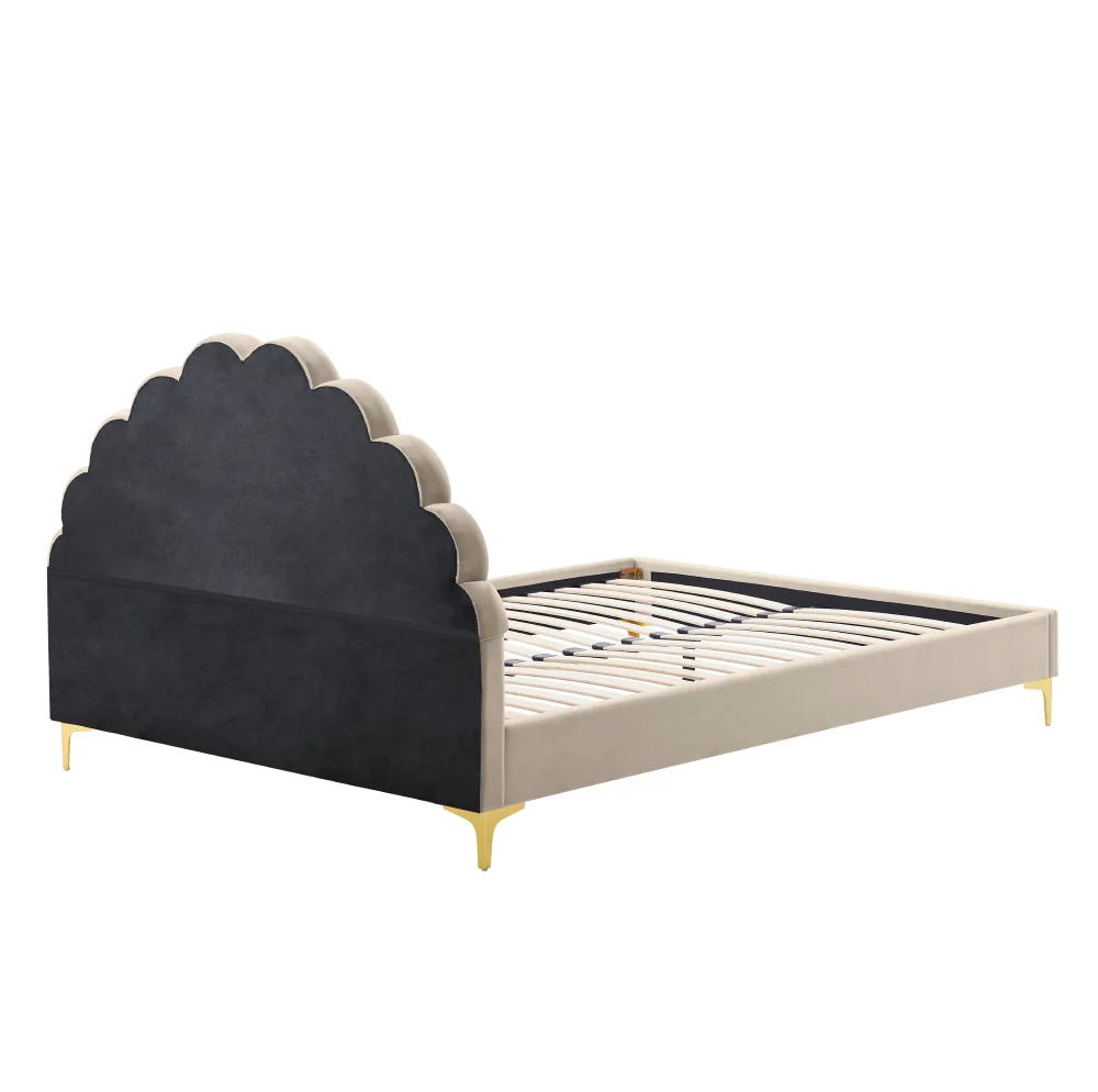 Pat tapitat, 160x200, tesatura Velvet bej, ISADORA