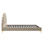 Pat tapitat, 160x200, tesatura Velvet bej, ISADORA