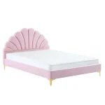 Pat tapitat, 140x200, tesatura roz Velvet, ISADORA