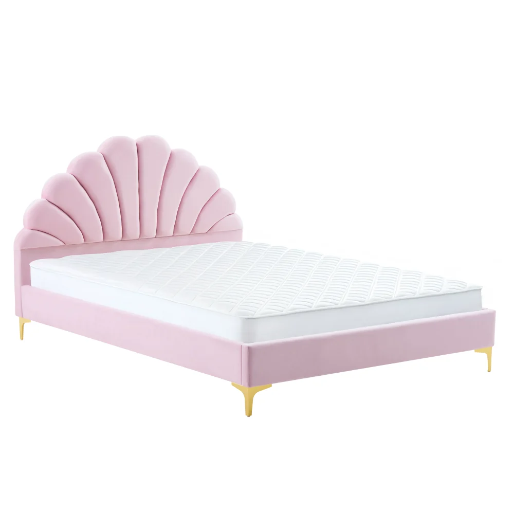 Pat tapitat, 140x200, tesatura roz Velvet, ISADORA