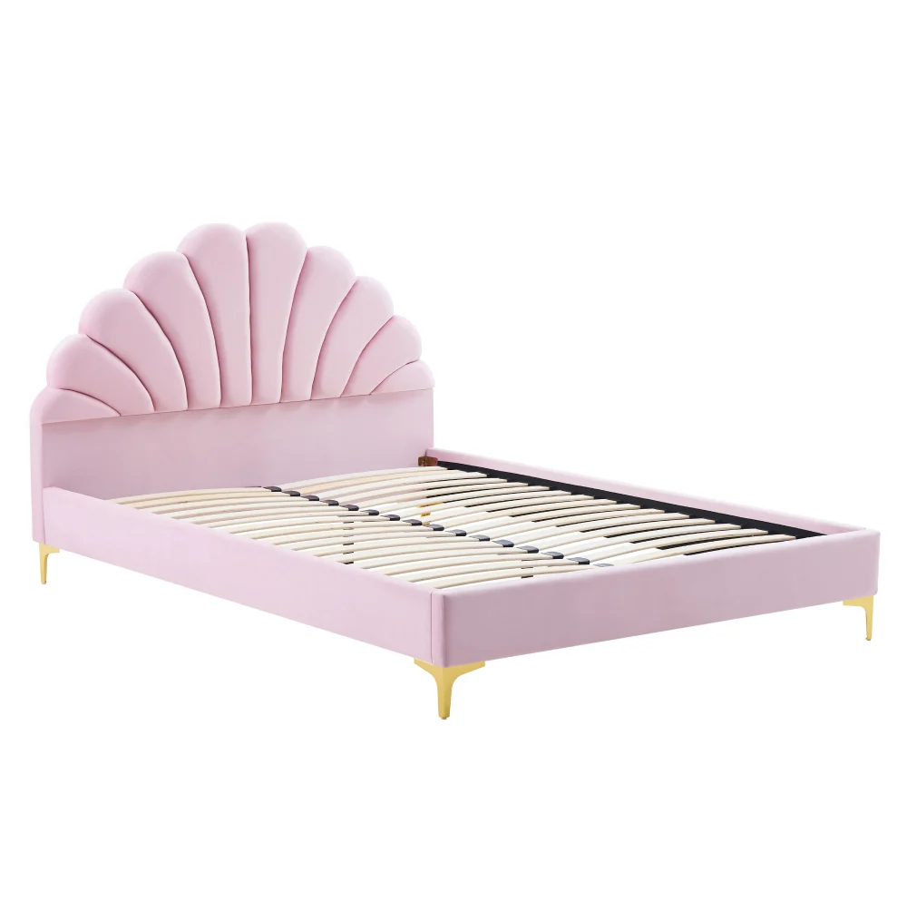 Pat tapitat, 140x200, tesatura roz Velvet, ISADORA