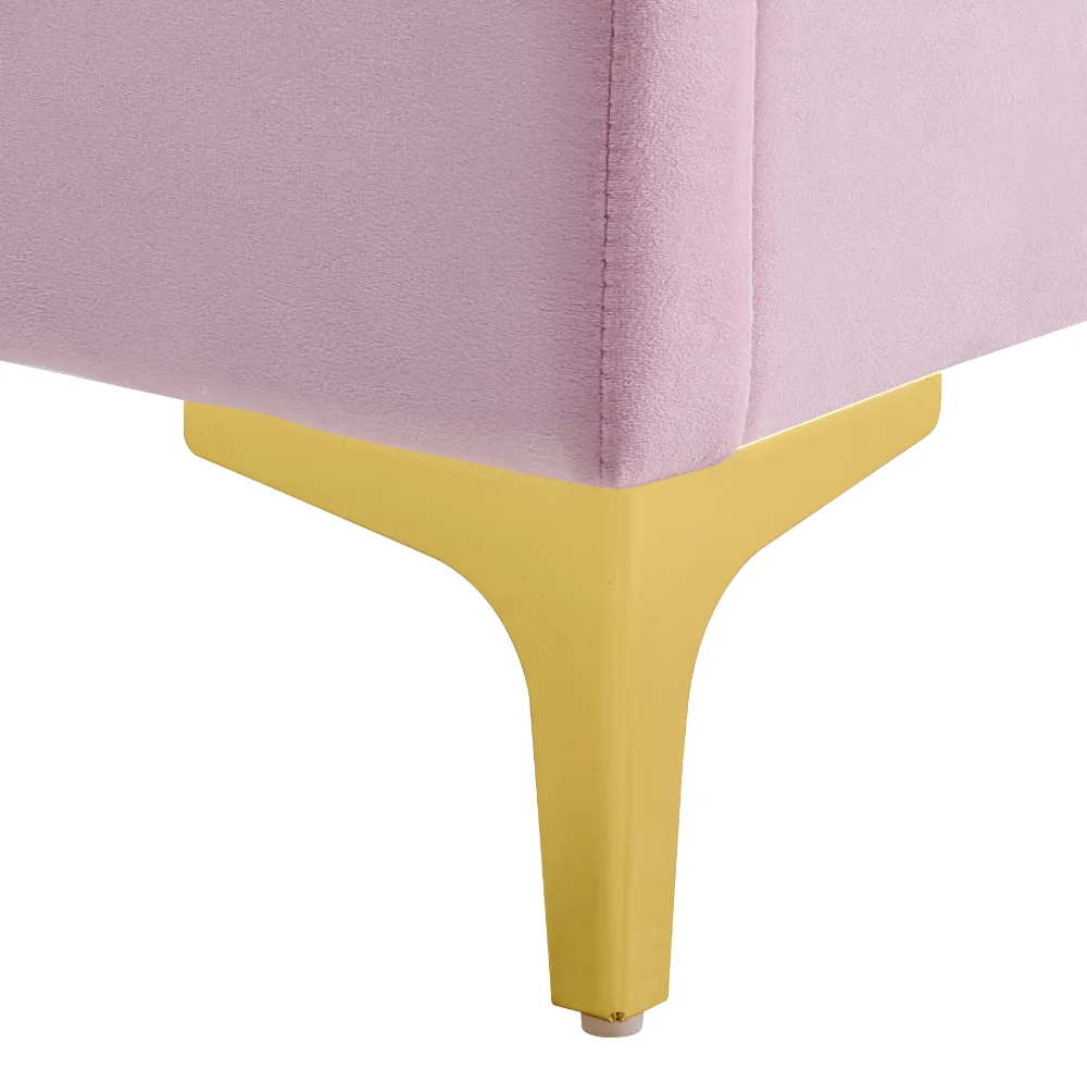 Pat tapitat, 140x200, tesatura roz Velvet, ISADORA