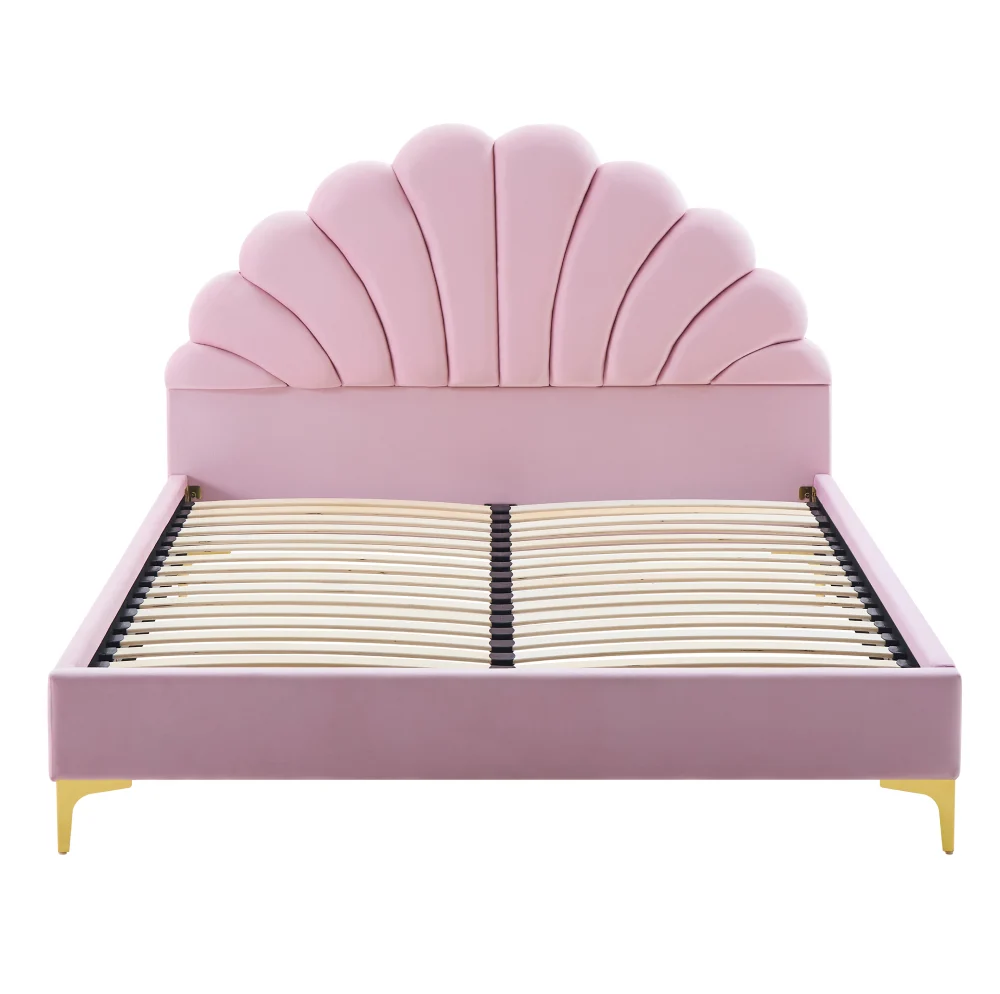 Pat tapitat, 140x200, tesatura roz Velvet, ISADORA