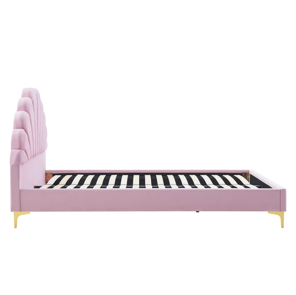 Pat tapitat, 140x200, tesatura roz Velvet, ISADORA