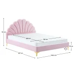 Pat tapitat, 140x200, tesatura roz Velvet, ISADORA