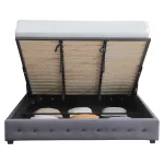 Pat cu spatiu de depozitare, 160x200, gri, MINDY