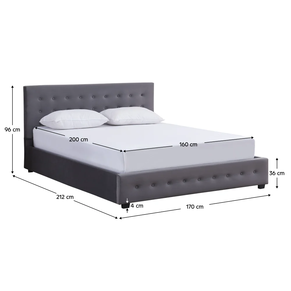 Pat cu spatiu de depozitare, 160x200, gri, MINDY