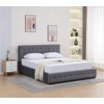 Pat cu spatiu de depozitare, 160x200, gri, MINDY