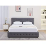 Pat cu spatiu de depozitare, 160x200, gri, MINDY