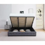 Pat cu spatiu de depozitare, 160x200, gri, MINDY