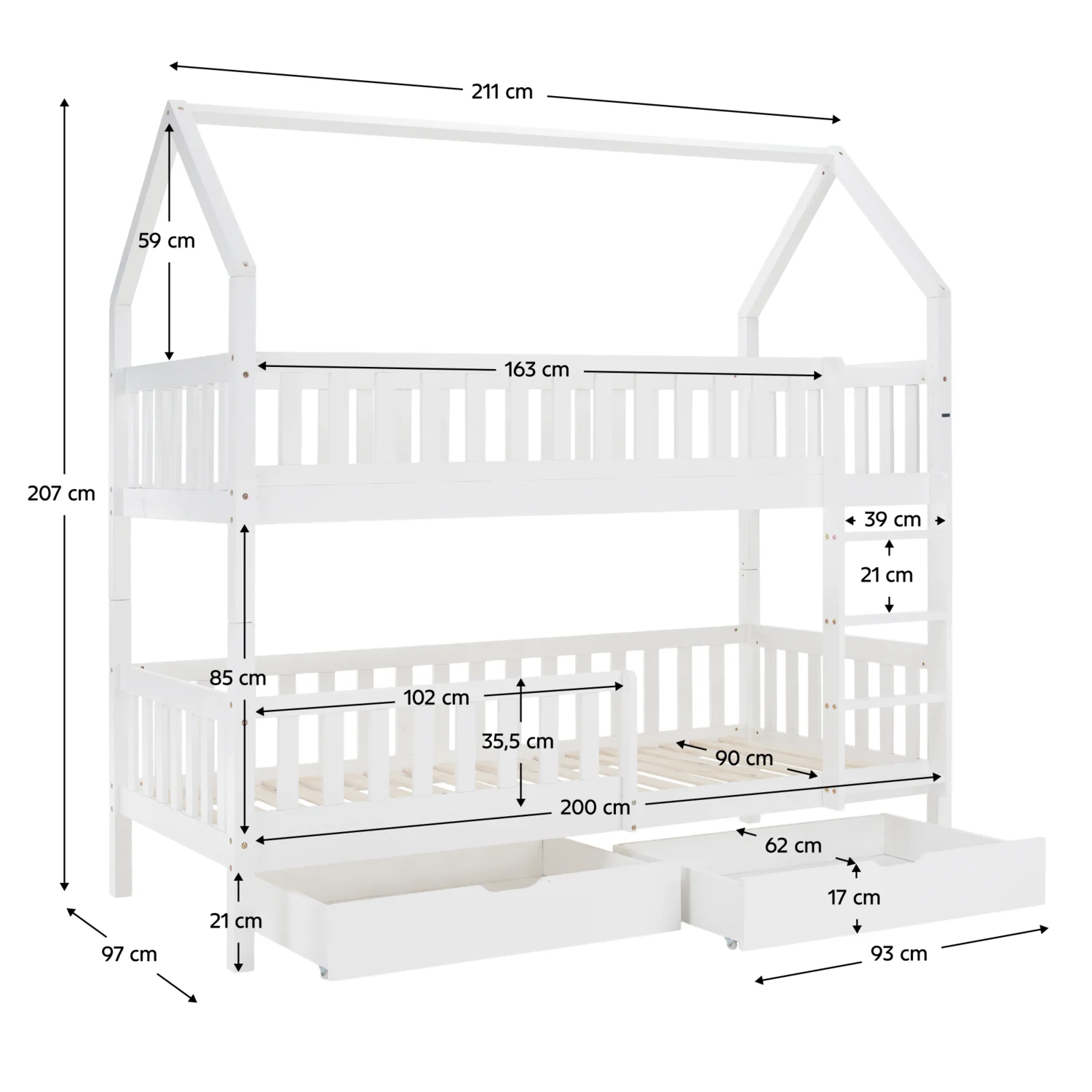 Pat supraetajat Montessori, alb, VENITA TYP 2
