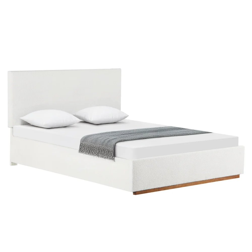 Pat cu gratar si spatiu de depozitare 160x200, alb, NUVOLA