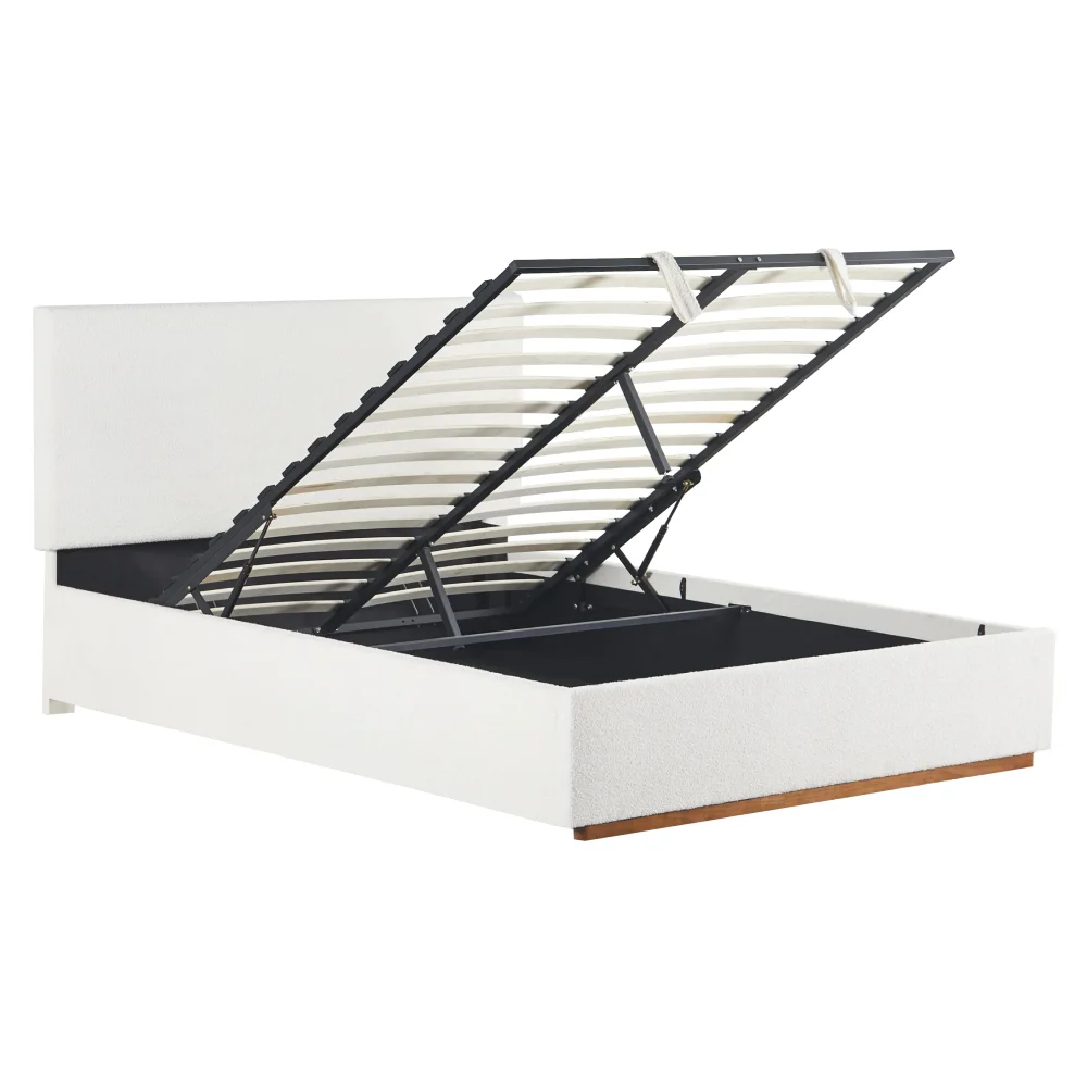 Pat cu gratar si spatiu de depozitare 160x200, alb, NUVOLA