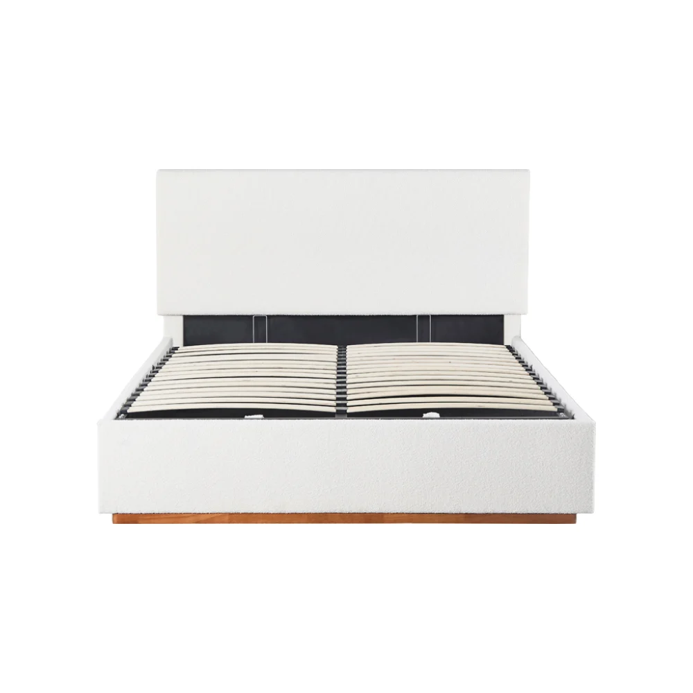 Pat cu gratar si spatiu de depozitare 160x200, alb, NUVOLA