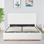 Pat cu gratar si spatiu de depozitare 160x200, alb, NUVOLA