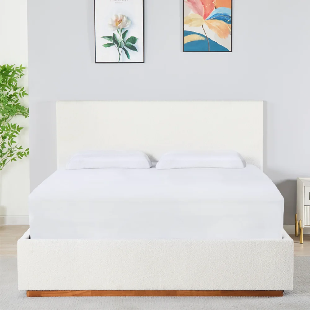 Pat cu gratar si spatiu de depozitare 160x200, alb, NUVOLA