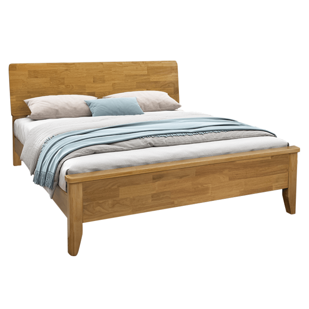 Pat matrimonial, 160x200, lemn masiv, natural, NOEMI