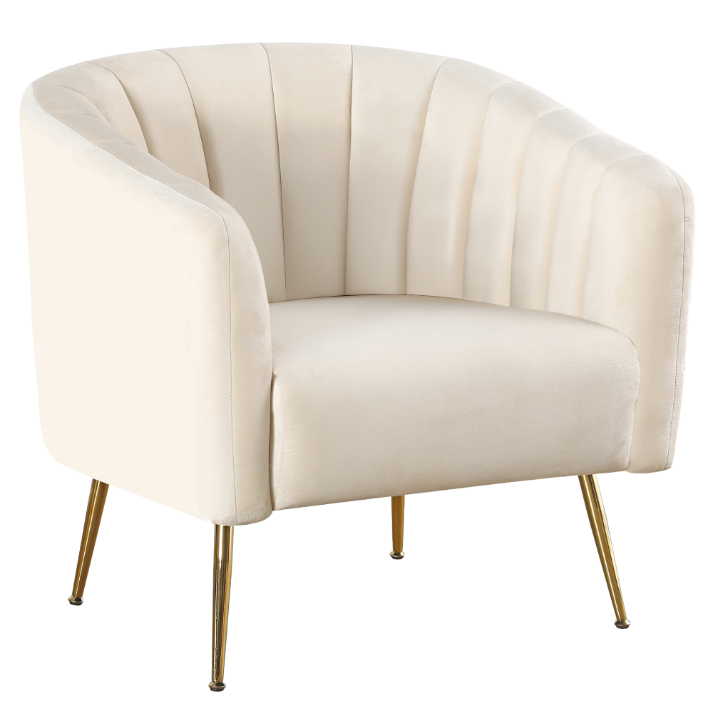 Fotoliu de design, tesatura Velvet bej/gold crom-auriu, BAGY