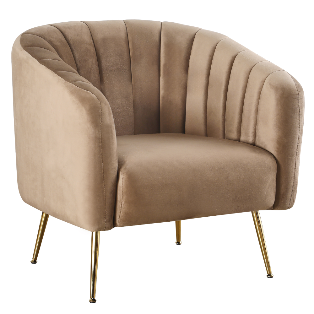 Fotoliu de design, tesatura Velvet maro/gold crom-auriu, BAGY