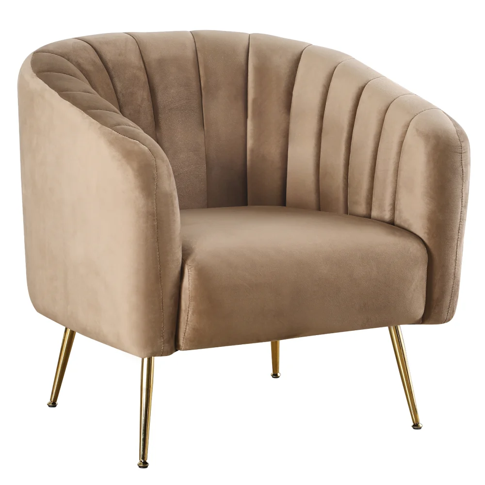 Fotoliu de design, tesatura Velvet maro/gold crom-auriu, BAGY