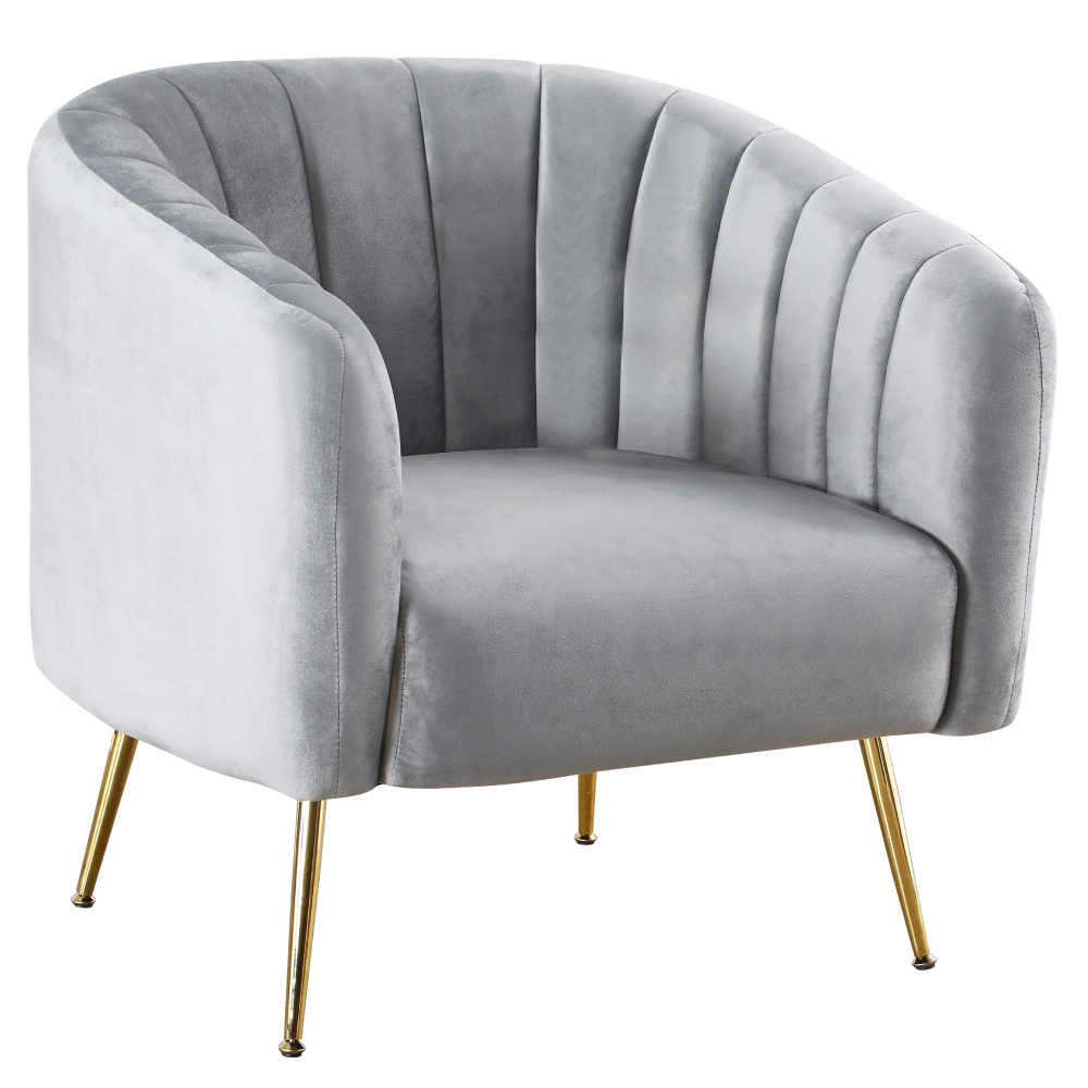 Fotoliu de design, tesatura Velvet gri/gold crom-auriu, BAGY