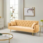 Canapea extensibila, mustar/gold crom-auriu, ALISIA